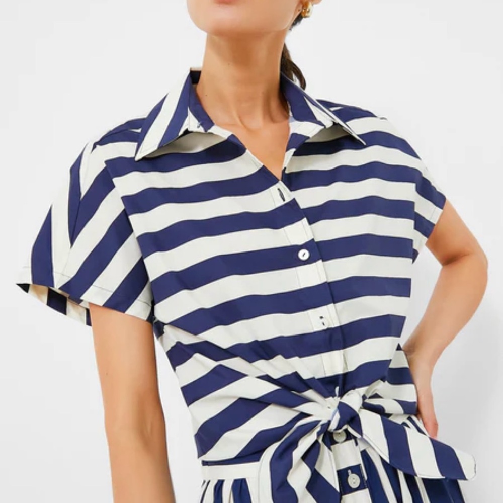 Navy and White Striped Awning stripe Connor blouse medium